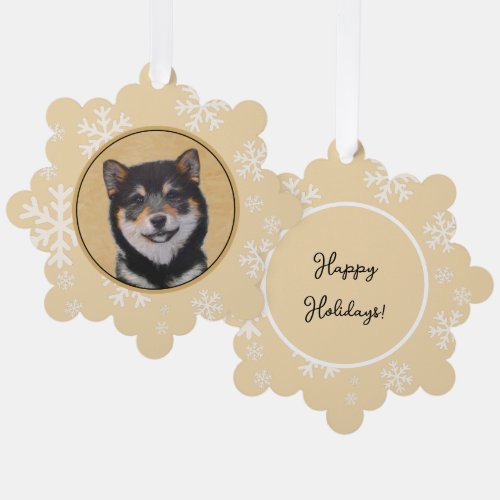 Shiba Inu Black and Tan Painting _ Dog Art Ornament Card