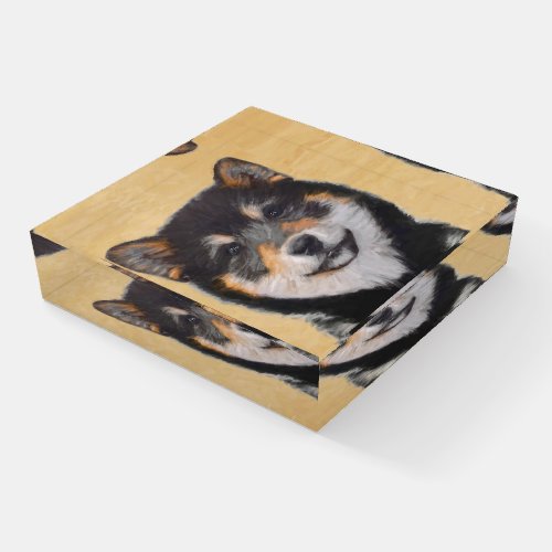 Shiba Inu Black and Tan Painting _ Dog Art Paperweight