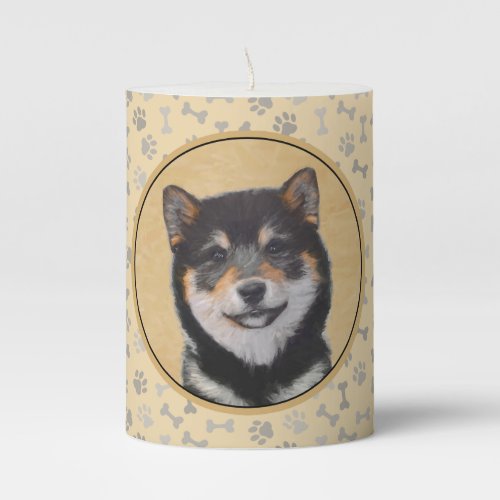 Shiba Inu Black and Tan Painting _ Dog Art Pillar Candle