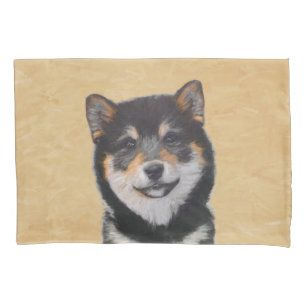 Shiba Inu (Black and Tan) Painting - Dog Art Pillow Case