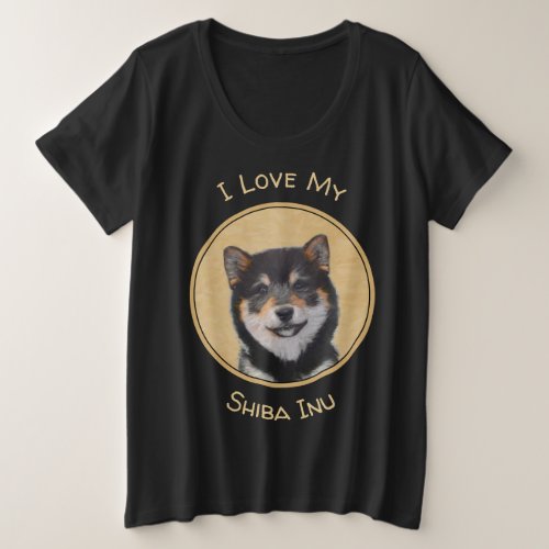 Shiba Inu Black and Tan Painting _ Dog Art Plus Size T_Shirt