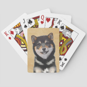 Shiba Inu (Black and Tan) Painting - Dog Art Poker Cards