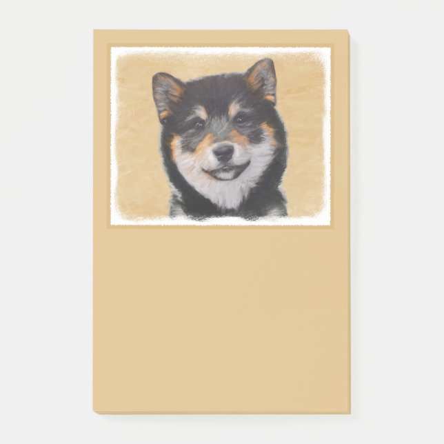 Shiba Inu (Black and Tan) Painting - Dog Art Post-it Notes (Front)