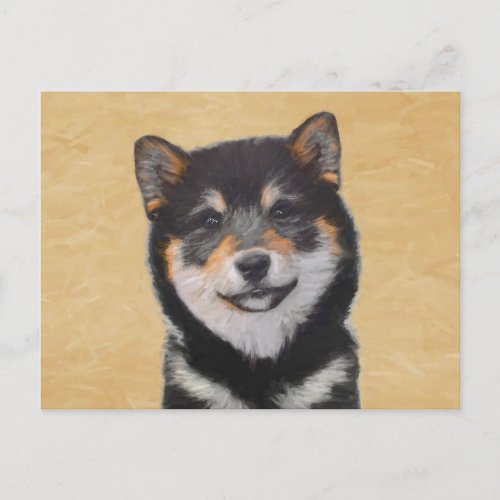 Shiba Inu Black and Tan Painting _ Dog Art Postcard
