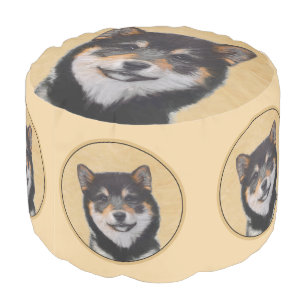 Shiba Inu (Black and Tan) Painting - Dog Art Pouf