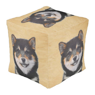 Shiba Inu (Black and Tan) Painting - Dog Art Pouf