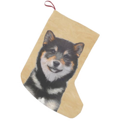 Shiba Inu Black and Tan Painting _ Dog Art Small Christmas Stocking