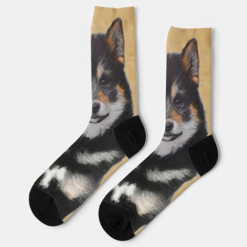 Shiba Inu Black and Tan Painting _ Dog Art Socks