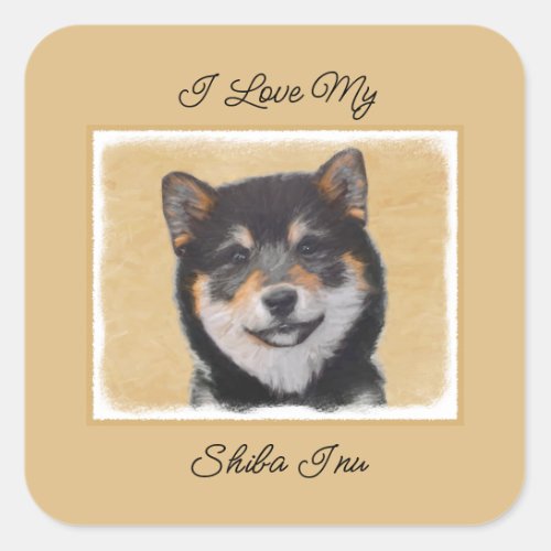 Shiba Inu Black and Tan Painting _ Dog Art Squar Square Sticker