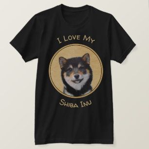 Shiba Inu (Black and Tan) Painting - Dog Art T-Shirt