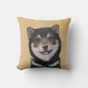Shiba Inu (Black and Tan) Painting - Dog Art Throw Pillow