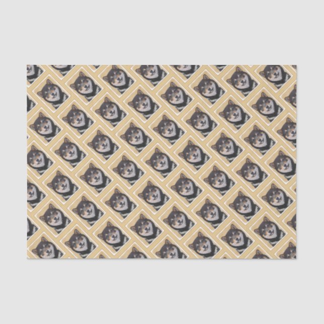 Shiba Inu (Black and Tan) Painting - Dog Art Tissue Paper (Front)