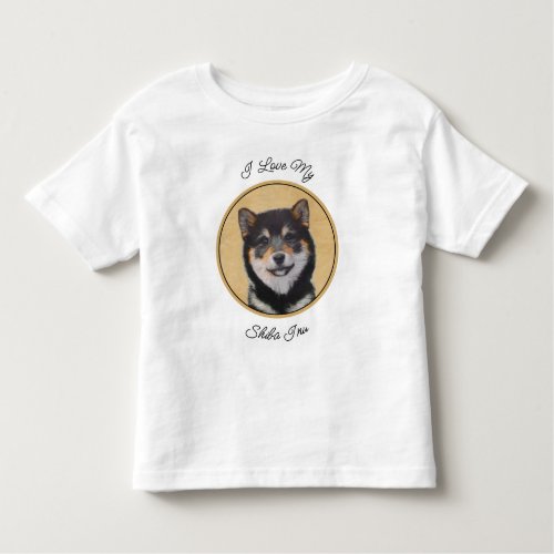 Shiba Inu Black and Tan Painting _ Dog Art Toddler T_shirt