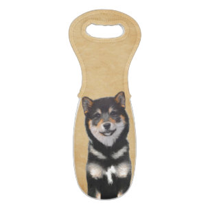 Shiba Inu (Black and Tan) Painting - Dog Art Wine Bag