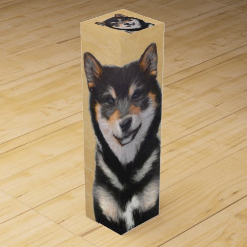 Shiba Inu Black and Tan Painting _ Dog Art Wine Box