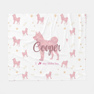 Shiba Inu Blanket – Personalized Pastel Pink Gift