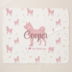 Shiba Inu Blanket – Personalized Pastel Pink Gift