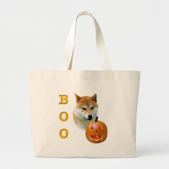 Shiba Inu Boo Large Tote Bag (Front)