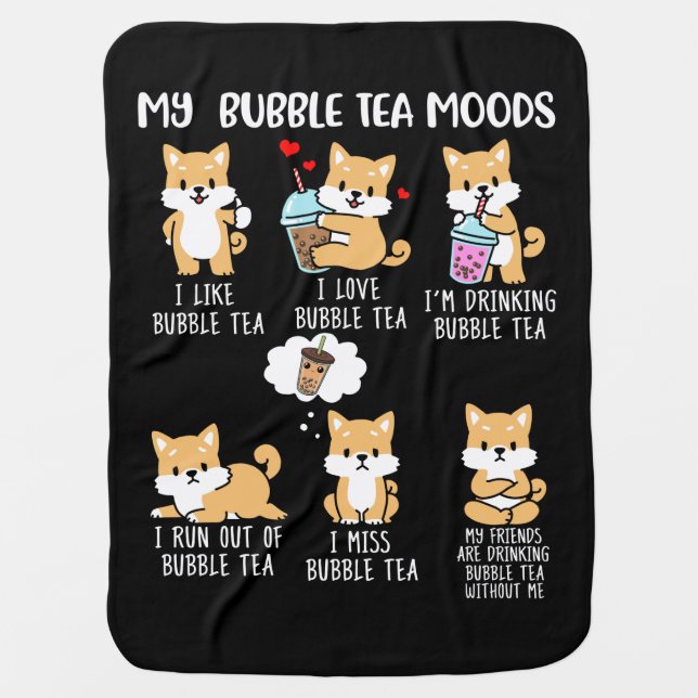 Shiba Inu Bubble Tea Women Boba Tea Dog Bubble Tea Baby Blanket (Front)