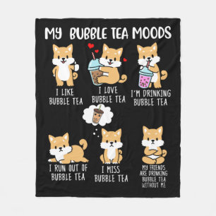Shiba Inu Bubble Tea Women Boba Tea Dog Bubble Tea Fleece Blanket