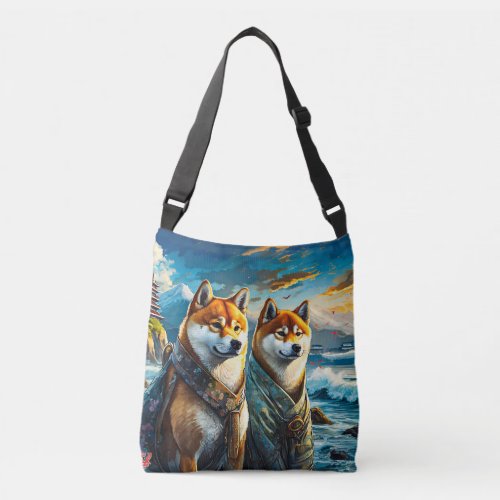 Shiba Inu By The Shore Design By Rich AMeN Gill Crossbody Bag