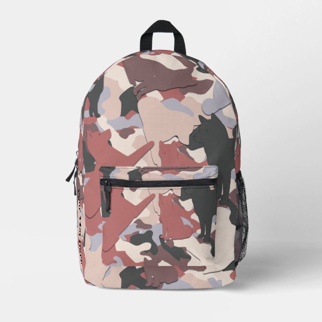Shiba Inu Camo Pattern Printed Backpack (Front)