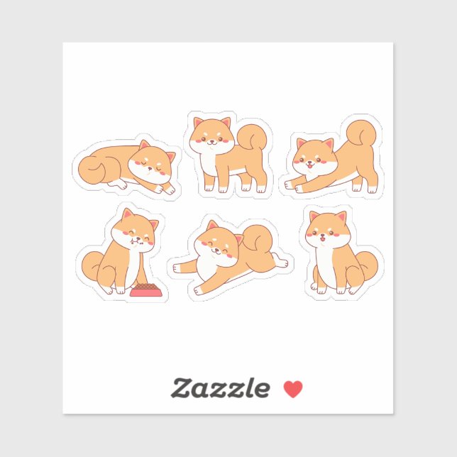 shiba inu cartoons sticker sheet (Sheet)