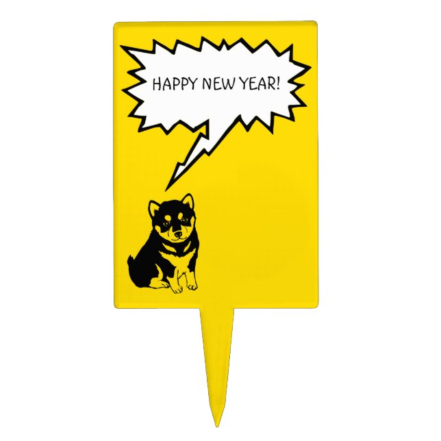 Shiba Inu Chinese Dog Year 2018 Speech Bubble cake Cake Topper (Front)