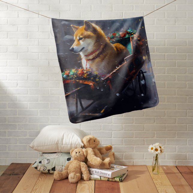 Shiba Inu Christmas Festive Season  Baby Blanket (In Situ)