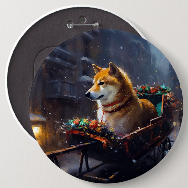Shiba Inu Christmas Festive Season  Button (Front & Back)