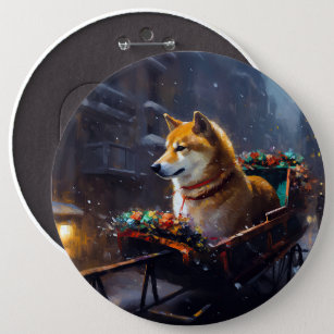 Shiba Inu Christmas Festive Season  Button