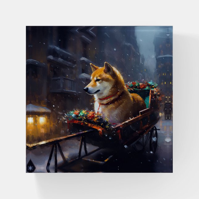 Shiba Inu Christmas Festive Season  Paperweight (Front)