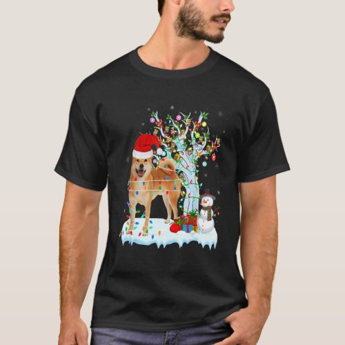 Shiba Inu Christmas Light Pajama Matching Family G T_Shirt