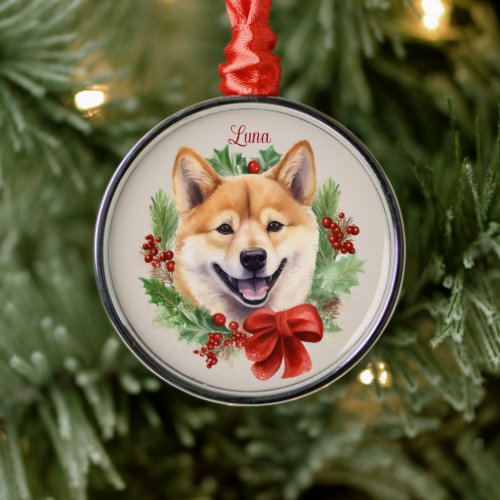 Shiba Inu Christmas Pet Memorial Dog Breed Metal Ornament