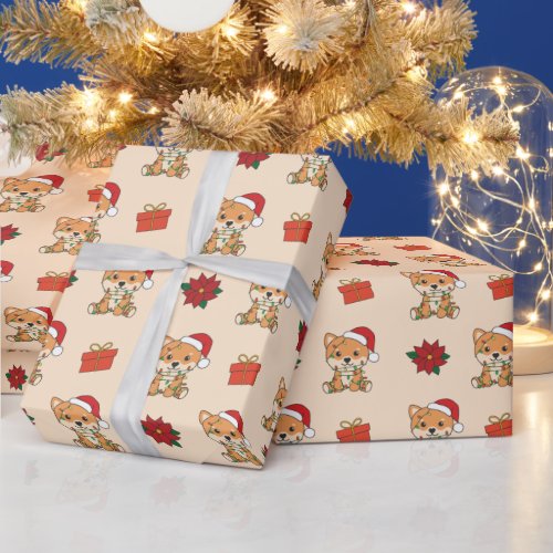 Shiba Inu Christmas Winter Cute Dogs Holiday Wrapping Paper