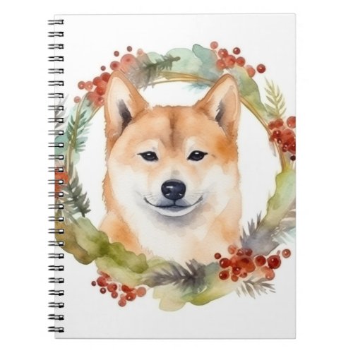 Shiba Inu Christmas Wreath Festive Pup Notebook