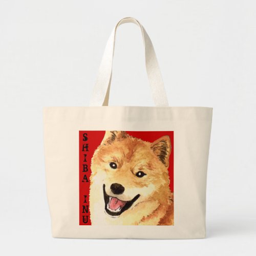 Shiba Inu Color Block Large Tote Bag