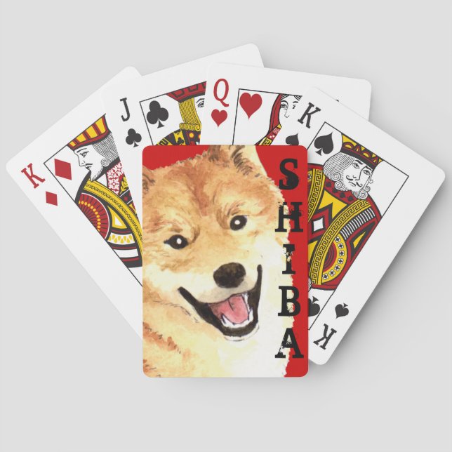 Shiba Inu Color Block Playing Cards (Back)