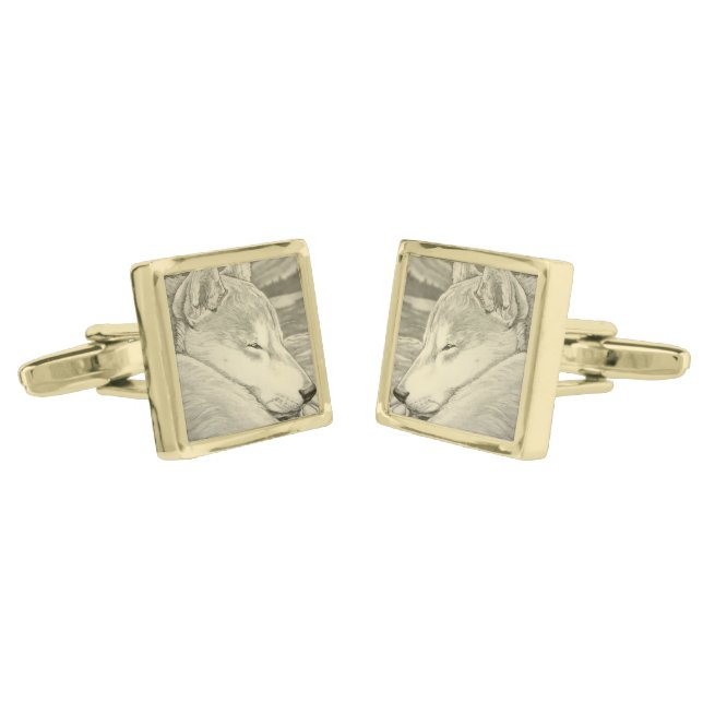 Shiba Inu Cufflinks Personalized Dog Cufflinks (Angled)