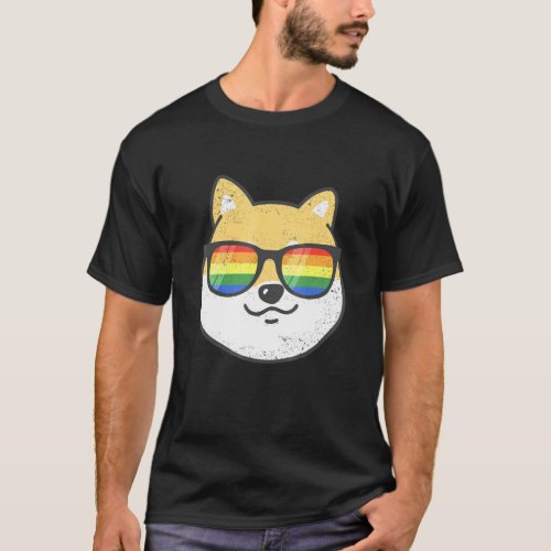 Shiba Inu Cute Dog Gay Pride Rainbow Lgbtq T_Shirt