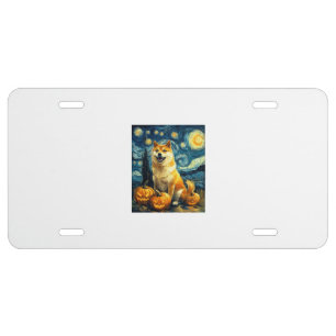 Shiba Inu Cute Dog Halloween Jack O Lantern Pumpki License Plate