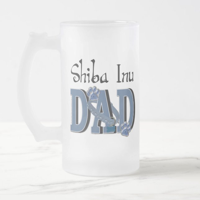 Shiba Inu DAD Frosted Glass Beer Mug (Left)