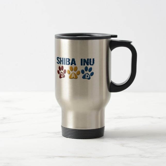 SHIBA INU Dad Paw Print 1 Travel Mug (Right)