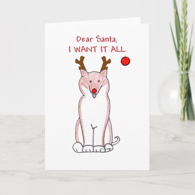 Shiba Inu Dear Santa Holiday Card (Front)