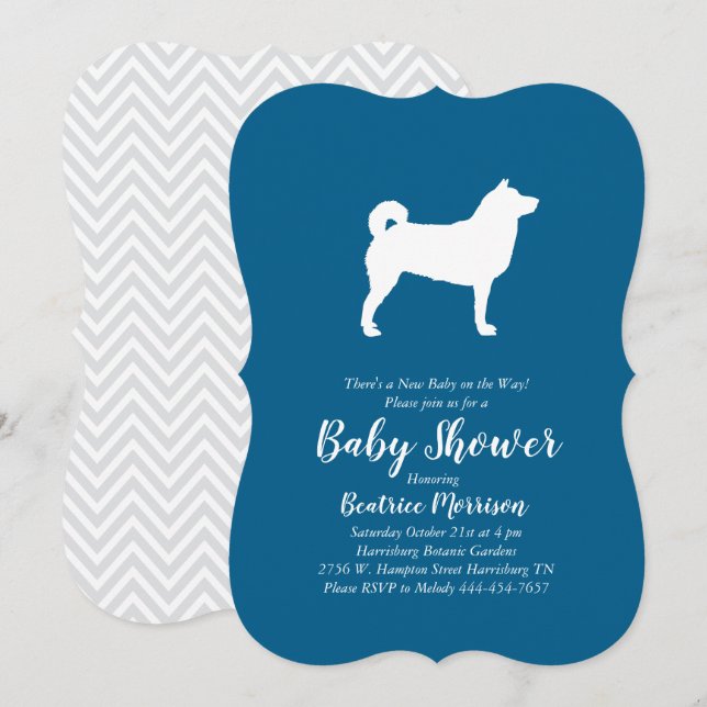 Shiba Inu Dog Baby Shower Boy Blue Invitation (Front/Back)