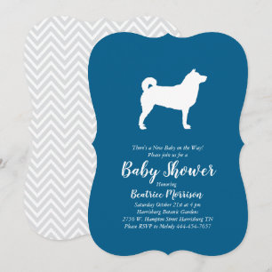 Shiba Inu Dog Baby Shower Boy Blue Invitation