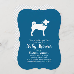 Shiba Inu Dog Baby Shower Boy Blue Invitation