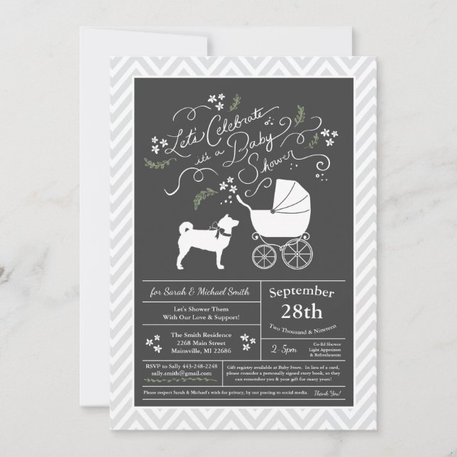 Shiba Inu Dog Baby Shower Gender Neutral Invitation (Front)