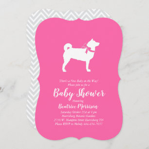 Shiba Inu Dog Baby Shower Girl Pink Invitation
