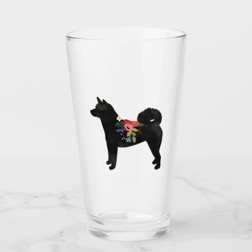 Shiba Inu Dog Breed Boho Floral Silhouette Glass